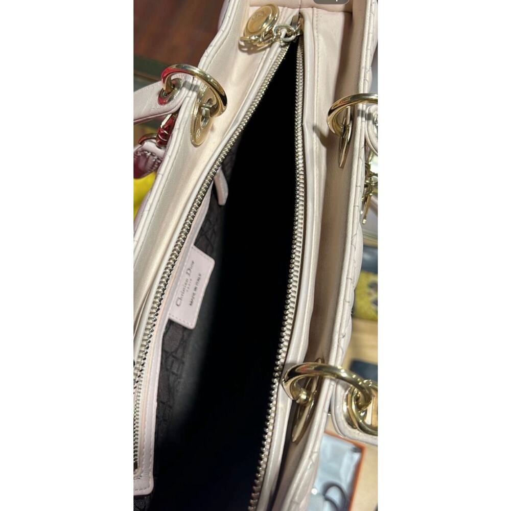 Christian Dior Cannage Quilted Leather Lambskin Lady Dior Bag Large Light Pink - Picture 15 of 16